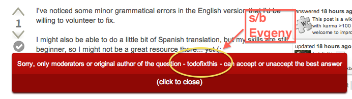 Incorrect question owner displayed in "can't accept answer" error message.